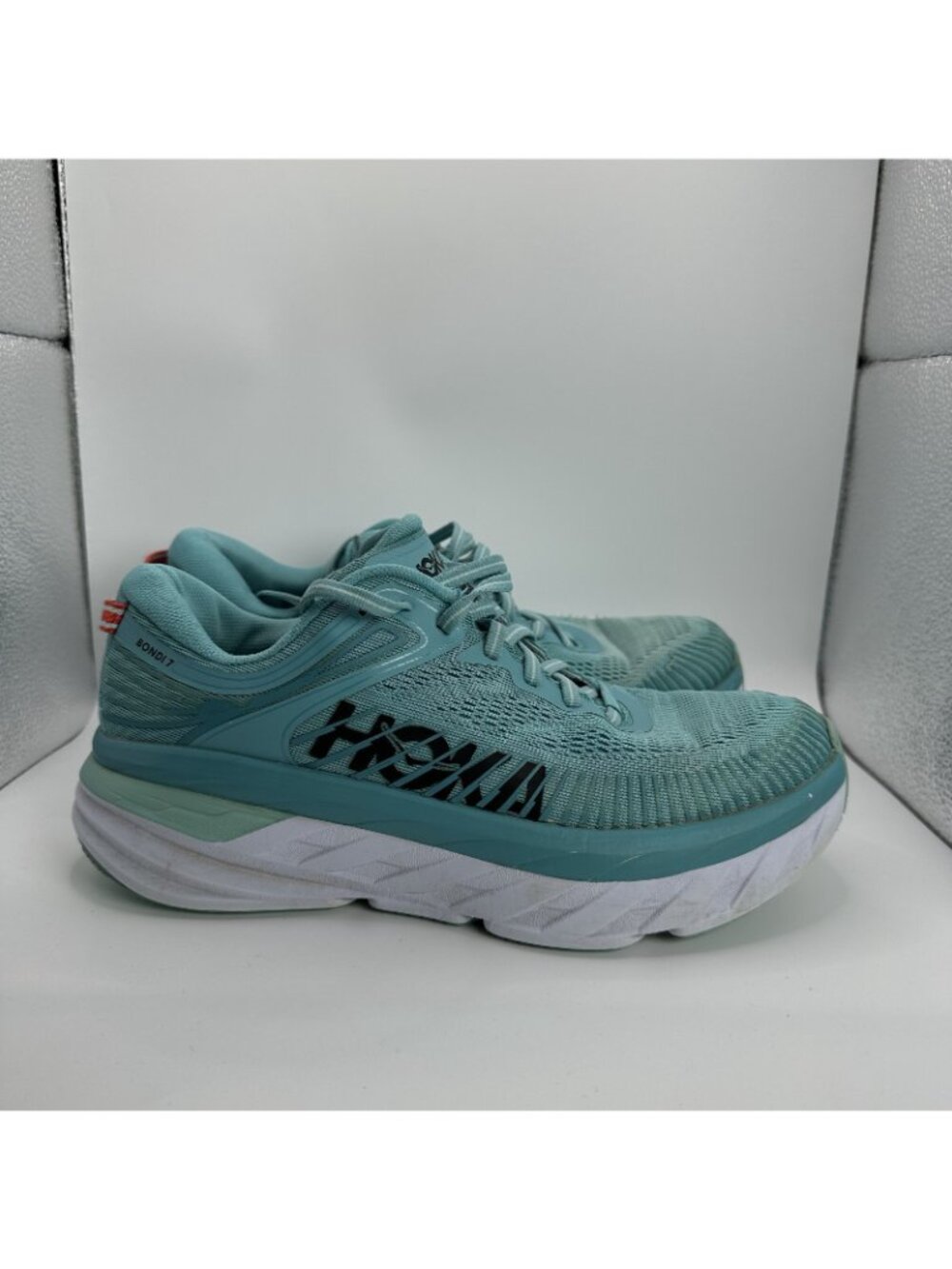 Hoka One One W Bondi 7 Shoes Womens Size 8 Blue Running Cushioned Trainer